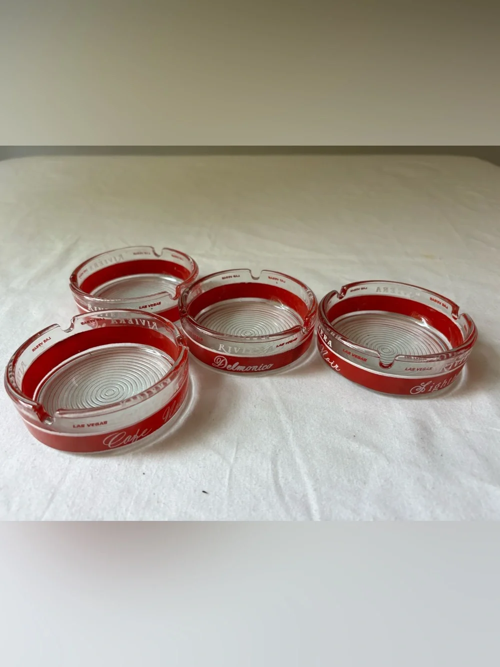 Set of 4 vintage Riviera Vegas Glass Ashtrays